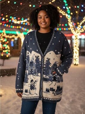 Vintage Adele Knitwear cozy Women’s XL Winter Sweater cotton -no pockets
